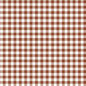 Gingham plaid in chocolate brown and white 1/4 inch | small