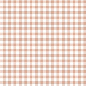 Gingham plaid in  tan and white 1/4 inch | small