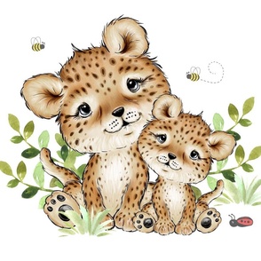 Safari Animals Leopard Baby Nursery Ladybug Bees Greenery Pillow Beddings Wallpaper 