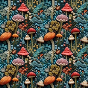 Smaller Embroidered Mushroom Forest