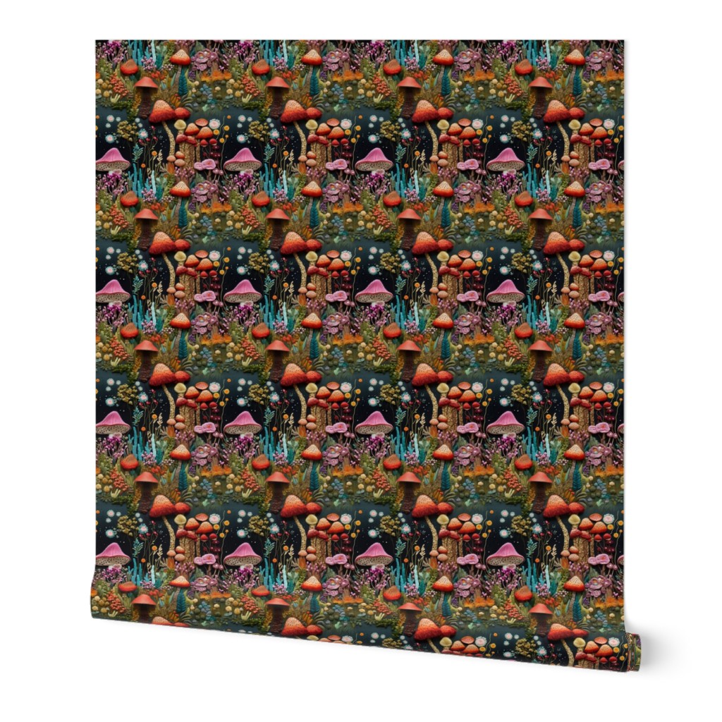 Smaller Colorful Mushroom Forest Embroidery Look