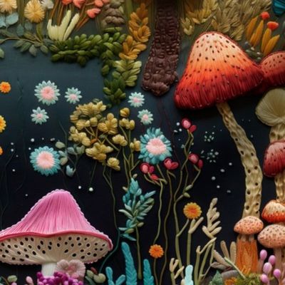 Bigger Colorful Mushroom Forest Embroidery Look