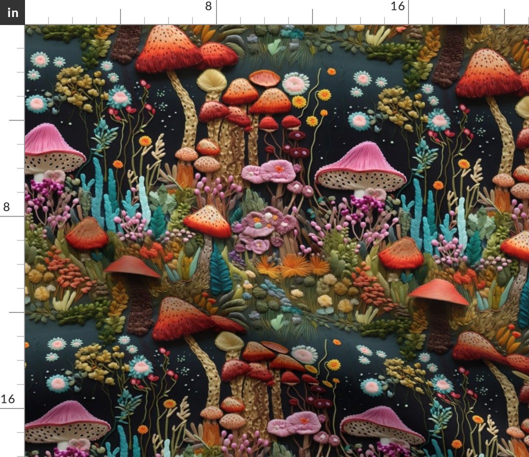 Bigger Colorful Mushroom Forest Embroidery Look