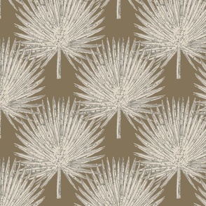 Palmetto Leaves - Mushroom Brown and Oyster Beige
