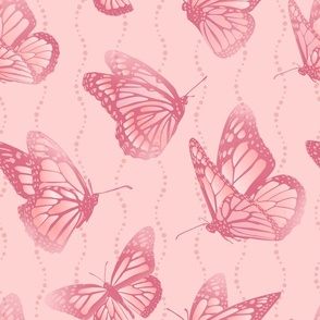 Pink Butterflies with dotted lines