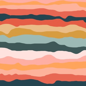 Abstract Colorful Earthy Coral Stripe Pattern