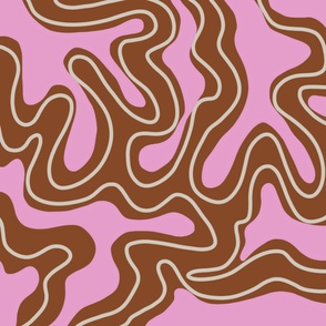 Brown Pink Marble Boho Groovy Liquid Swirl Pattern