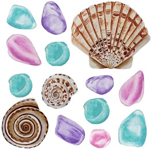 Sea Glass and Shells in Pastel 