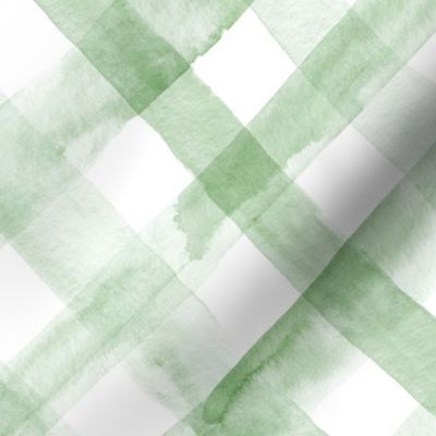 21" Watercolor plaid in light green - diagonal