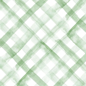 21" Watercolor plaid in light green - diagonal