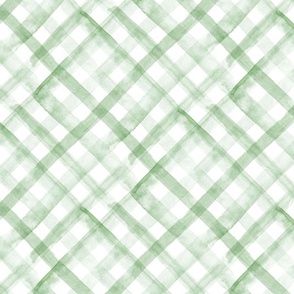12" Watercolor plaid in light green - diagonal