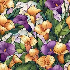 Purple and Gold Calla Lily Flowers Floral Botanical Pattern