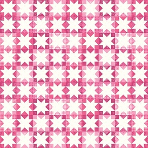 Mini 2" Sawtooth Star Mixed Pink Patchwork Cheater Quilt Blocks