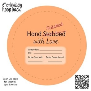 Stabbed With Love Embroidery Hoop Back 6 inch Peach