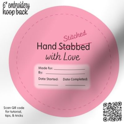 Stabbed With Love Embroidery Hoop Back 6 inch Pink