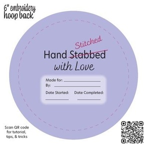 Stabbed With Love Embroidery Hoop Back 6 inch Purple