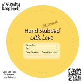 Stabbed With Love Embroidery Hoop Back 6 inch Yellow