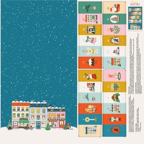 CUT AND SEW ADVENT CALENDAR RETRO SNOWY VILLAGE SCENE 