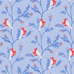 [L] Branches & Winter Songbirds Bliss - Red and Blue #P240356