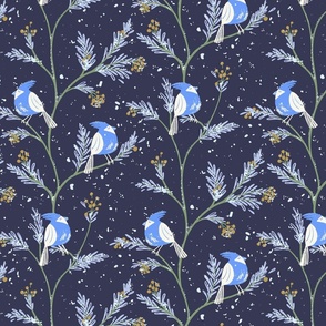 [L] Branches & Winter Songbirds Bliss -Midnight Blue #P240357