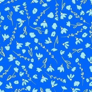 Abstract ditsy Floral bright blue