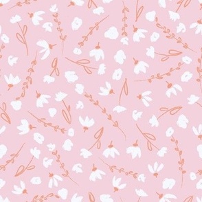 Ditsy hand painted florals pastel blush white