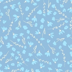 Abstract Flowers on pastel baby blue white
