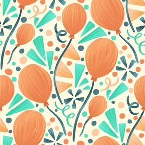 Festive Balloons, Confetti and Streamers | Citrus Summer Colour | Medium