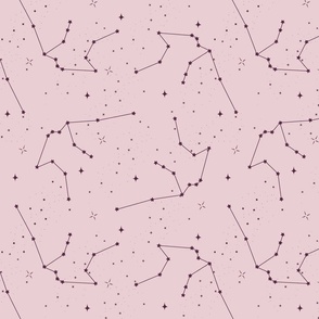 Aquarius, zodiac, constellation, astrology, witchcraft, water bearer, pink background (medium)