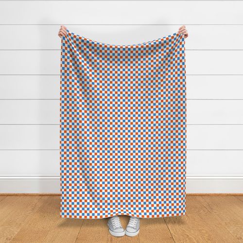 Blue and orange_1 inch gingham