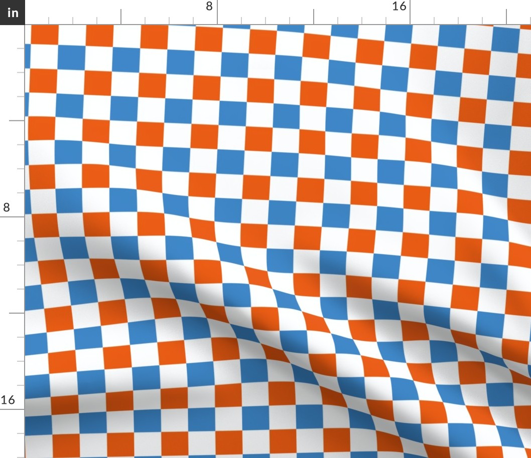 Blue and orange_1 inch gingham