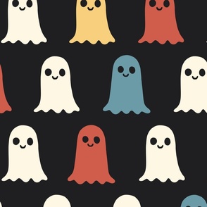 simple funny ghosts retro halloween large scale WB24