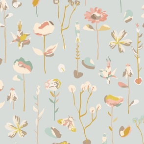 Wildflower Garden Pastels Light Grey