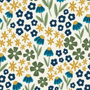 Blue and yellow ditsy floral LARGE