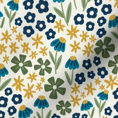 Blue and yellow ditsy floral MEDIUM