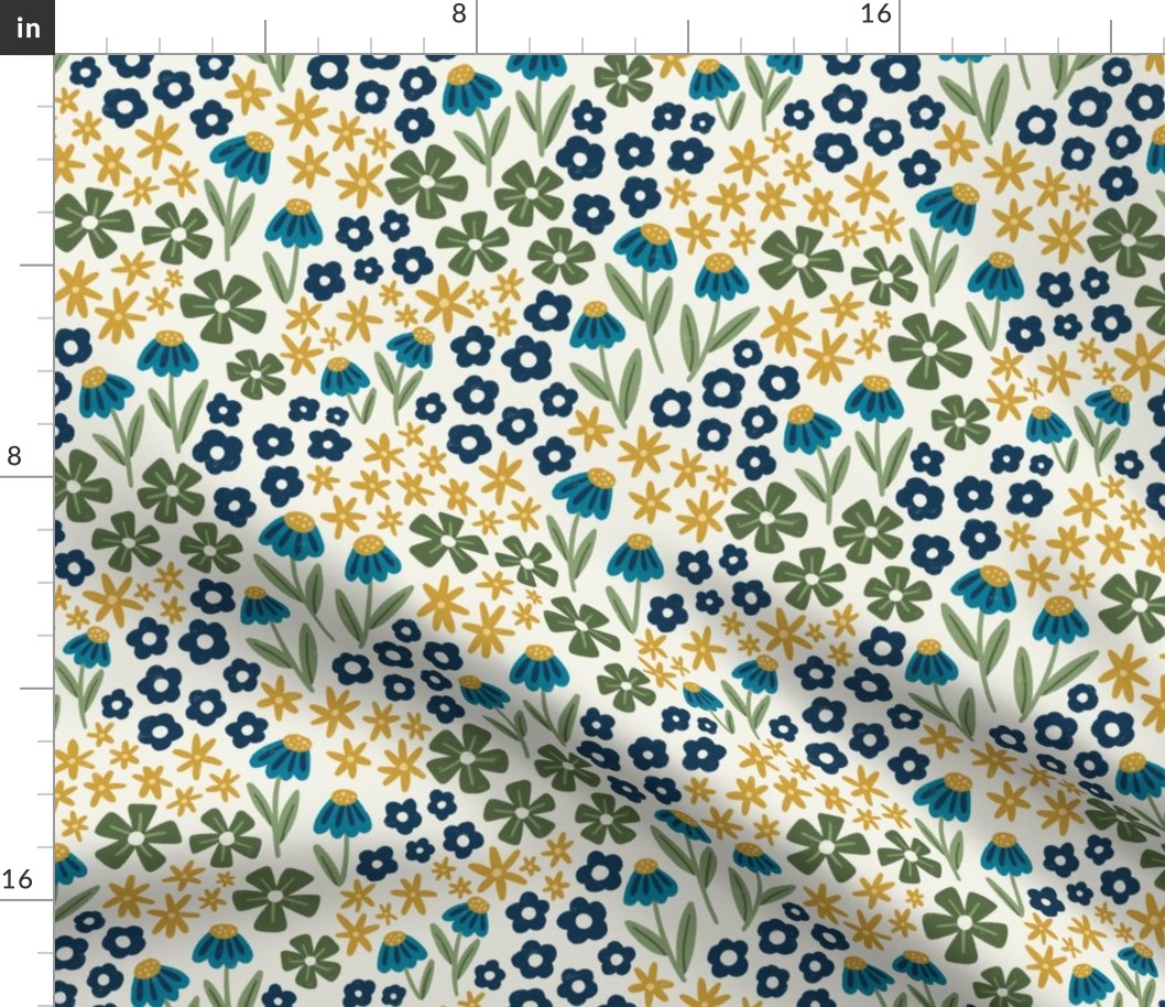 Blue and yellow ditsy floral MEDIUM