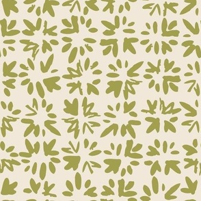 (Large) Abstract Painted Splash Marks  - Olive Green