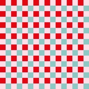 Red and aqua_0.5 inch gingham