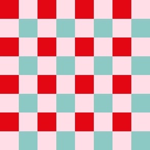 Red and aqua_1 inch gingham