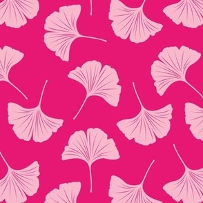 Minimal love ginkgo leaf garden japanese botanical spring leaves soft neutral nursery magenta blush pink 