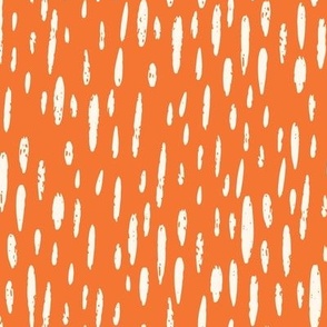 Cream Inky Dashes on Orange Background