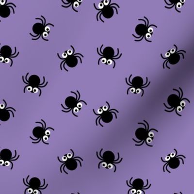 Color Spell - Halloween spiders cutesy kawaii style spider design for kids black on purple