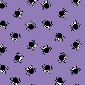 Color Spell - Halloween spiders cutesy kawaii style spider design for kids black on purple