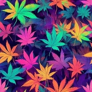 neon marijuana leaves
