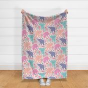 Energetic Elephants with Whimsical Wildflowers - large 