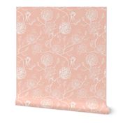 coquette Rosebud trailing floral stripe vertical / cecil brunner rose / hand drawn vintage flowers / subtle floral wallpaper / classical rococo roses / climbing rose striped / blush pink creamy white