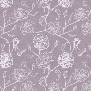 Rosebud trailing floral stripe vertical / cecil brunner rose / hand drawn vintage flowers / subtle floral wallpaper / classical rococo roses / climbing rose striped / lavender haze