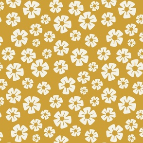Cream flowers on yellow MEDIUM