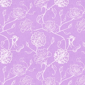Rosebud trailing floral stripe vertical / cecil brunner rose / hand drawn vintage flowers / subtle floral wallpaper / classical rococo roses / climbing rose striped / bright pastel lilac