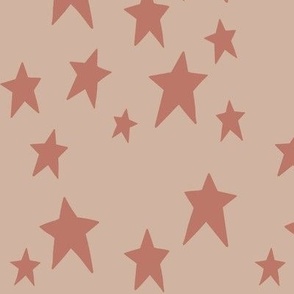 Primitive Stars Mauve Pink on Cream Tan LARGE